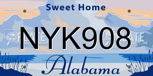 NYK908 Alabama License Plate