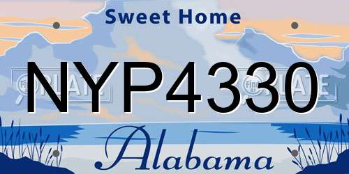 NYP4330 Alabama License Plate