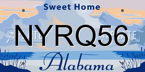 NYRQ56 Alabama License Plate