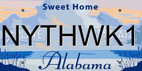 NYTHWK1 Alabama License Plate