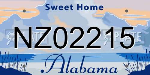NZ02215 Alabama License Plate