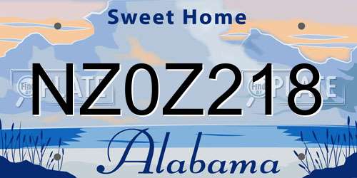NZ0Z218 Alabama License Plate