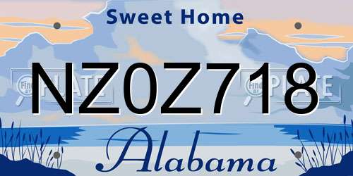 NZ0Z718 Alabama License Plate