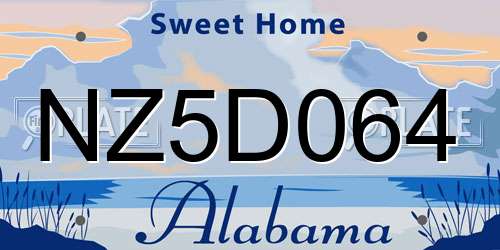 NZ5D064 Alabama License Plate