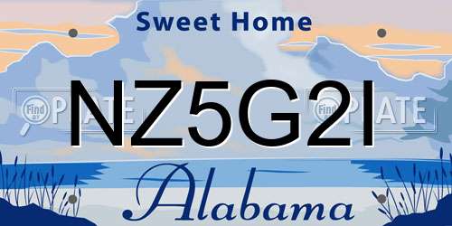 NZ5G2I Alabama License Plate