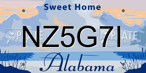 NZ5G7I Alabama License Plate