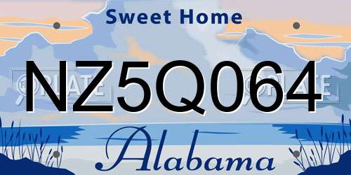 NZ5Q064 Alabama License Plate
