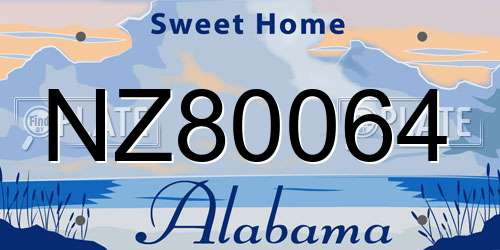 NZ80064 Alabama License Plate