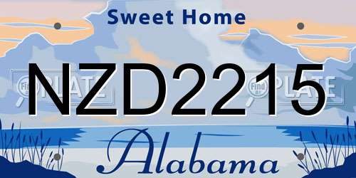 NZD2215 Alabama License Plate