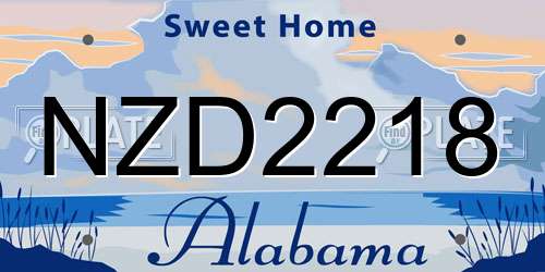 NZD2218 Alabama License Plate