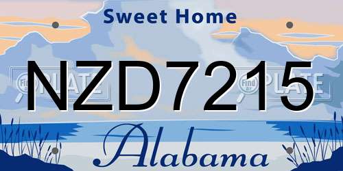 NZD7215 Alabama License Plate
