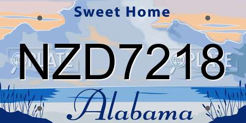 NZD7218 Alabama License Plate