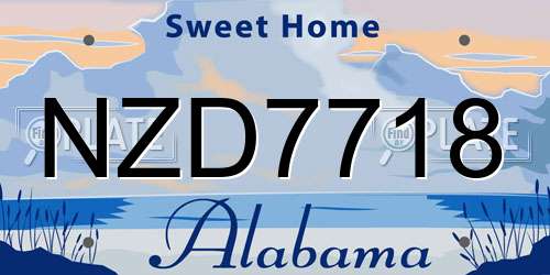 NZD7718 Alabama License Plate