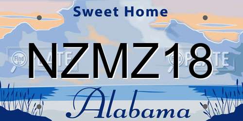 NZMZ18 Alabama License Plate