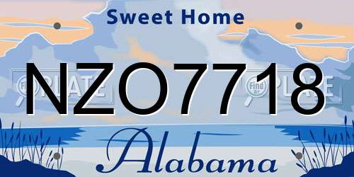 NZO7718 Alabama License Plate