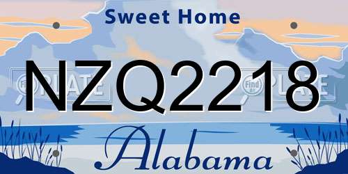 NZQ2218 Alabama License Plate