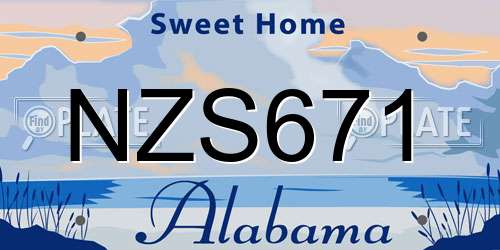 NZS671 Alabama License Plate