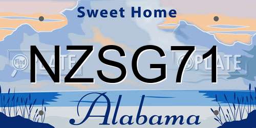 NZSG71 Alabama License Plate