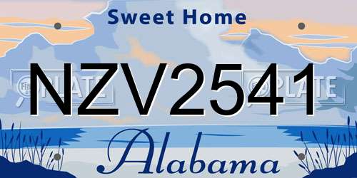 NZV2541 Alabama License Plate
