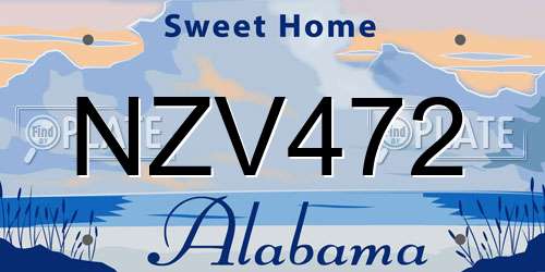 NZV472 Alabama License Plate