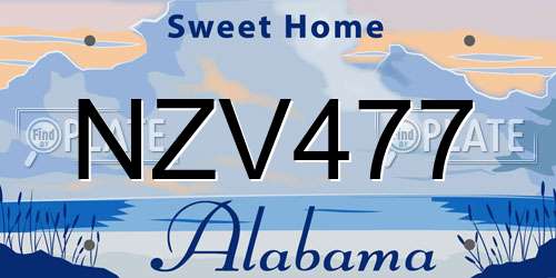 NZV477 Alabama License Plate