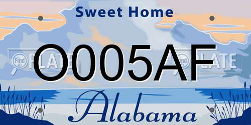 O005AF Alabama License Plate