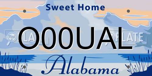 O00UAL Alabama License Plate