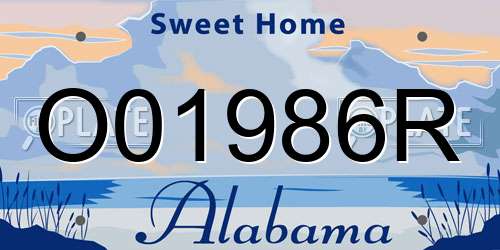 O01986R Alabama License Plate