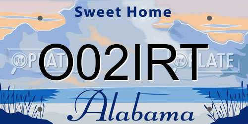 O02IRT Alabama License Plate