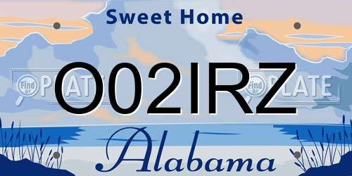 O02IRZ Alabama License Plate