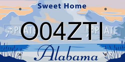 O04ZTI Alabama License Plate