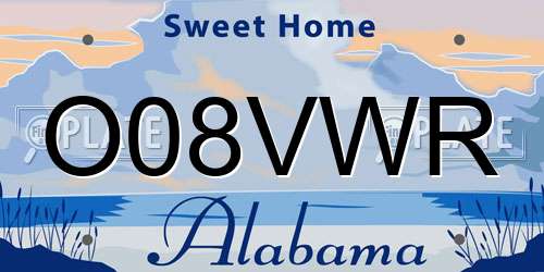 O08VWR Alabama License Plate