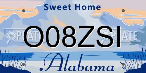 O08ZSI Alabama License Plate