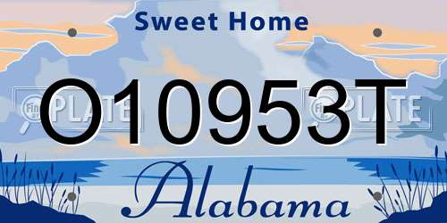 O10953T Alabama License Plate