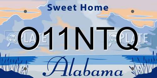 O11NTQ Alabama License Plate