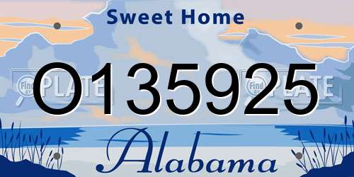 O135925 Alabama License Plate