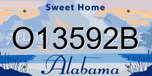 O13592B Alabama License Plate