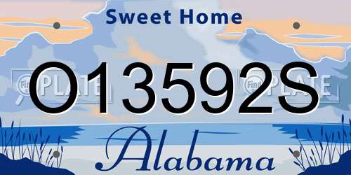 O13592S Alabama License Plate