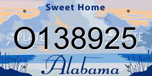 O138925 Alabama License Plate