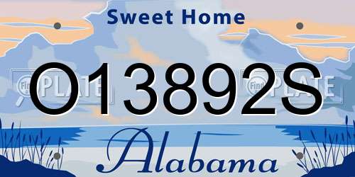 O13892S Alabama License Plate