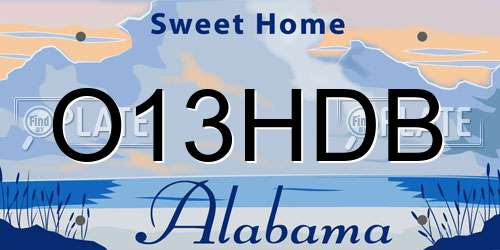 O13HDB Alabama License Plate