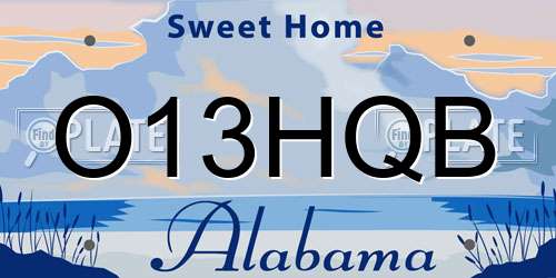 O13HQB Alabama License Plate