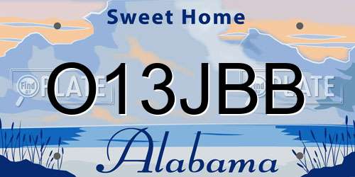 O13JBB Alabama License Plate