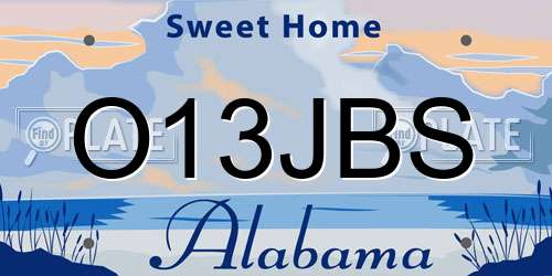 O13JBS Alabama License Plate