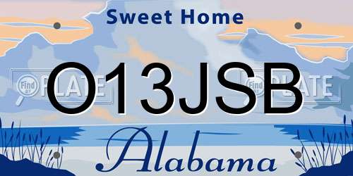 O13JSB Alabama License Plate