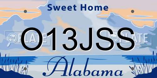 O13JSS Alabama License Plate
