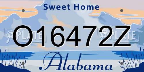 O16472Z Alabama License Plate