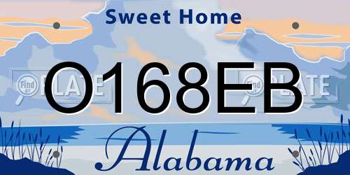 O168EB Alabama License Plate