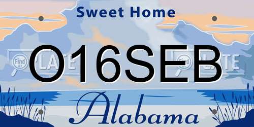 O16SEB Alabama License Plate