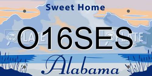 O16SES Alabama License Plate